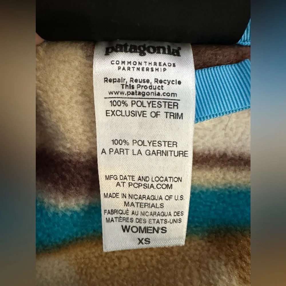 🌟HP🎉Patagonia Synchilla Snap T Fleece in Brown & Teal Guatemalan Tango Print - Picture 9 of 9